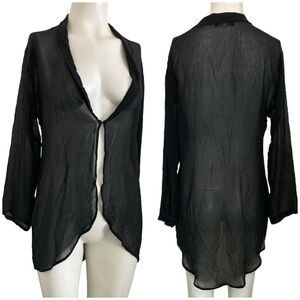 Citron Santa Monica Black Sheer Silk Cardigan Topper Sz XS